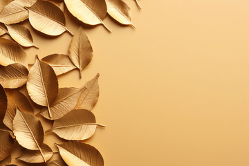 Poster - Copyspace background, Empty space for adding text, blank background to write something, decorated with golden leaves 
