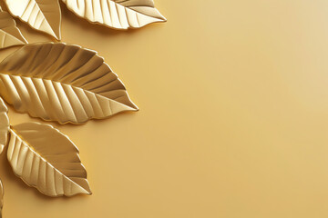 Copyspace background, Empty space for adding text, blank background to write something, decorated with golden leaves 