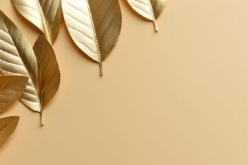 Poster - Copyspace background, Empty space for adding text, blank background to write something, decorated with golden leaves 