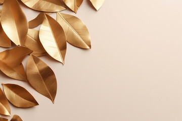 Poster - Copyspace background, Empty space for adding text, blank background to write something, decorated with golden leaves 