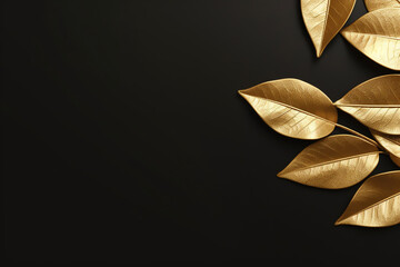 Poster - Copyspace background, Empty space for adding text, blank background to write something, decorated with golden leaves 