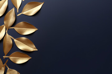 Poster - Copyspace background, Empty space for adding text, blank background to write something, decorated with golden leaves 