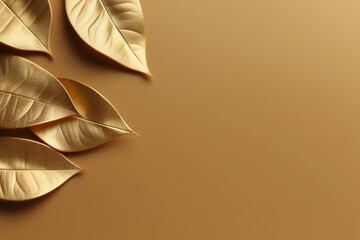 Poster - Copyspace background, Empty space for adding text, blank background to write something, decorated with golden leaves 