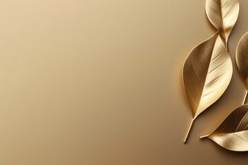 Poster - Copyspace background, Empty space for adding text, blank background to write something, decorated with golden leaves 