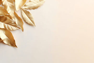 Poster - Copyspace background, Empty space for adding text, blank background to write something, decorated with golden leaves 