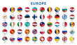 © Li Artis - Round glossy buttons with flags of Europe countries.