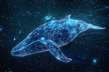 Poster - A blue whale is swimming in the stars