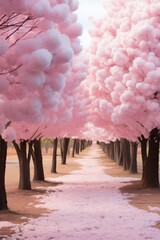 Poster - Enchanting pink blossom tree tunnel