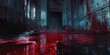 © Ева Поликарпова - A dark and eerie hallway with streaks of red blood on the floor, perfect for crime scene or horror story illustrations