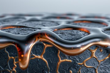 Sticker - Molten lava flowing through rocky terrain