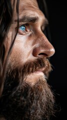 Poster - close-up portrait of a rugged man with a thick beard