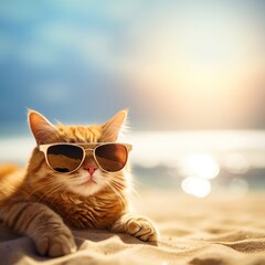 Poster - Sunglasses vacation outdoors animal.