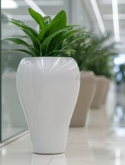 Canvas Print - Potted plant in modern white vase