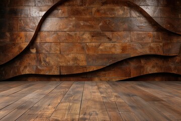 Wall Mural - rustic wooden background with textured wall and floor