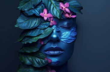 Poster - Vibrant floral face art