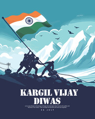 Wall Mural - Kargil Vijay Diwas 26th July India Celebration Social Media Post Template Banner