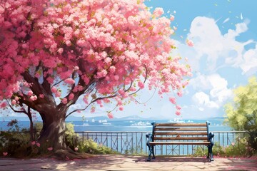 Wall Mural - Summer blossom painting outdoors nature.