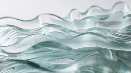 Wall Mural - Clear wavy glass with a subtle frosted texture, creating a delicate visual effect. 