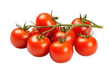 Wall Mural - A Cluster of Ripe Tomatoes Freshly Picked From The Vine. on a White or Clear Surface PNG Transparent Background.