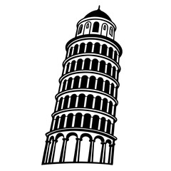 leaning tower black silhouette art illustration