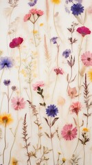 Wall Mural - Real pressed summer flowers backgrounds pattern plant.