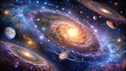 Wall Mural - a detailed photo of the vast expanse of the universe, complete with galaxies, stars, and nebulae, sp
