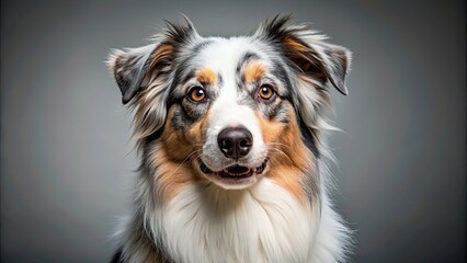 Poster - American Shepherd dog with a fluffy coat and intelligent expression, dog, pet, animal, American, shepherd, purebred, fluffy