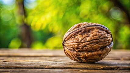 Sticker - Close up of a black walnut against a background, black walnut, walnut, nuts, organic, healthy, food, isolated, natural, ingredient