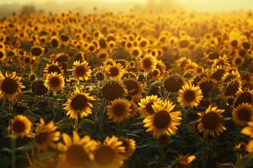 Wall Mural - Sunflower field asteraceae landscape outdoors.