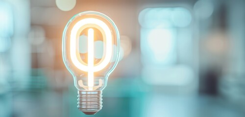 Poster - Glowing Lightbulb Representing Innovation and Bright Ideas in a Modern Setting