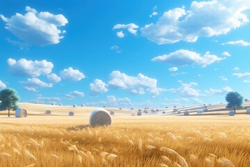 Poster - Field sky agriculture landscape.