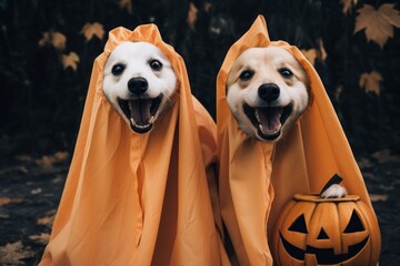 Canvas Print - Dogs cosplay halloween mammal animal fun.