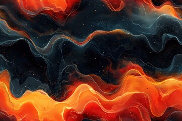 Canvas Print - Abstract Wavy Pattern With Glowing Lights