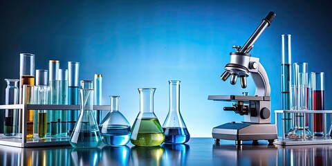 Canvas Print - Scientific lab equipment including test tubes, beakers, and microscopes, scientific, lab, equipment, test tubes