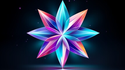 Poster - Colorful, Geometric Flower with Gradient Petals and Radiant Light