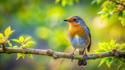 Canvas Print - Bird perched on a tree branch in a serene setting, bird, branch, wildlife, nature, outdoors, animal, perched