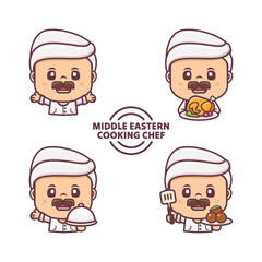 Wall Mural - middle eastern cooking chef cartoon character design with different poses and expressions