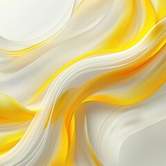Poster - Abstract wavy patterns in white and yellow create a soft, flowing design perfect for backgrounds or creative projects.