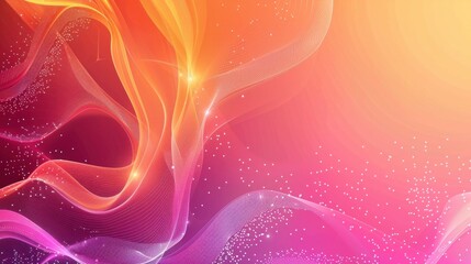 Poster - Vibrant abstract background with flowing energy waves in pink, purple, and orange hues, creating a sense of motion and light.