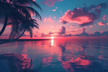 Wall Mural - Beach sunset outdoors tropical.