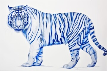 Poster - Drawing tiger wildlife animal mammal.