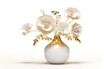 Wall Mural - Flower vase plant white white background.