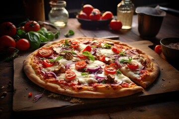 Canvas Print - Pizza rustic table food.