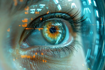 Wall Mural - A woman's eye with high-tech, futuristic makeup.