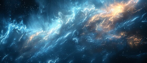 Wall Mural - A blue and orange galaxy with many stars