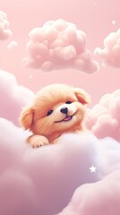 Sticker - Cute dog dreamy wallpaper mammal pet toy.