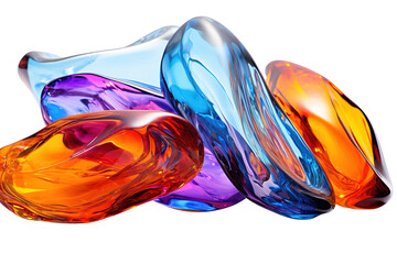 A Symphony of Color in Glass, Captured in a Moment on a White or Clear Surface PNG Transparent Background.