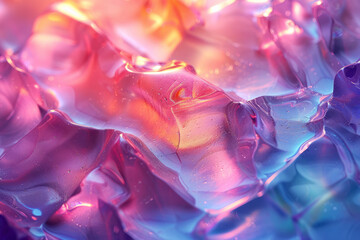 Poster - Seamless pattern featuring iridescent rainbow colors and gentle polar light effects,