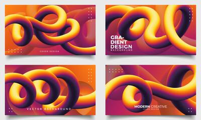 Poster - Set of modern blue gradient geometric liquid shape background for bussines card,cover design,banner template design