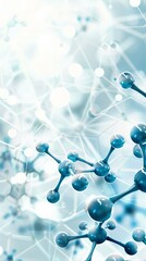 Poster - Abstract molecular structure with light network. Ideal for medical and scientific backgrounds. Concept of healthcare and technological innovation.